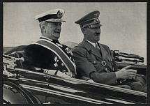 1938 'Reich representative von Horthy received by the Fuehrer in Kiel', Propaganda Postcard, Third Reich Nazi Germany