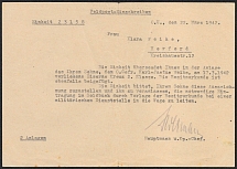 1942 Germany Third Reich, field mail notification of awarding the Iron Cross