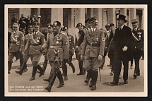 1937 'Fuehrer and Duce', Propaganda Postcard, Third Reich Nazi Germany