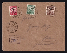 1919 Russian Empire, Latvia, Civil War cover from Jelgava with Forgery overprints of West Army