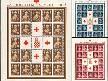 1941 Croatia, NDH, Full Sheets (Mi. 66 - 68, Full Set)