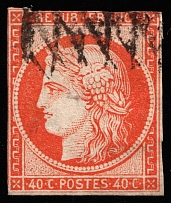 1850 40c France (Mi 5a, Canceled, CV $660)
