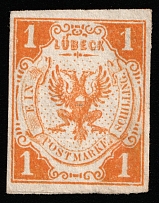 1862 1s Lubeck, German States, Germany (Mi 7, CV $50)