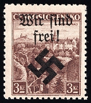 1939 3k Moravia-Ostrava, Bohemia and Moravia, Germany Local Issue (Mi. 15, Type I, Signed, CV $60, MNH)