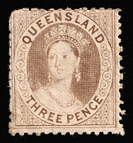 1862-67 3p Queensland, Australia (SG 25, CV $180)