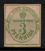 1863 3pf Hannover, German States, Germany (Mi. 20, Sc. 17, CV $290)