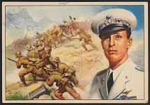 1942 Italian soldiers in North Africa, Germany-Italy WWII propaganda, postcard from 65 Batt. to Vallerotonda (Canceled)