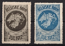 1917 Denmark, 'Belgian Children, Christmas', World War I, Charity Stamps