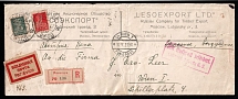 1927 (27 Sep) USSR Moscow - Berlin - Vienna, Airmail Registered Comercial cover, flight Moscow - Berlin, Berlin - Vienna (Muller 24 (USSR), 324 (Germany) CV $1,300)