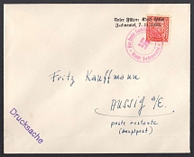 1938 (Oct 7) Letter with black postmark commemorating the visit of the Führer with ZUCKMANTEL and provisional round stamp in red. Occupation of Sudetenland, Germany