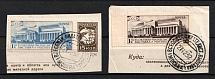 1932 The All-Union Philatelic Exhibition in Moscow, Soviet Union, USSR, Russia (Zag. 310, 311, Zv. 313, 314, Full Set on pieces, Special Cancellation, CV $80)