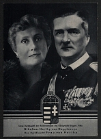 1938 'Reich representative in Hungary with his wife', Propaganda Postcard, Third Reich Nazi Germany