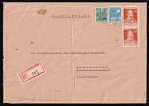 1947 Regensburg, Internment and Labor Camp, Ukraine DP Camp, Displaced Persons Camp, Registered Cover franked with German 16pf, 20pf, 24pf (Mi. 949 a, 950 a, 963 a)