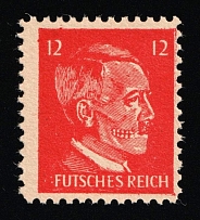 12pf Anti-German Propaganda, Hitler-Skull, 'Futsches Reich', American Private Issue Propaganda Forgery of Hitler Issue (MNH)