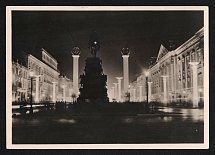 1937 'Berlin. Unter der Linden in a radiant glow of light, Propaganda Postcard, Third Reich Nazi Germany