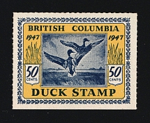 1947 British Columbia, Canada, Wildlife Conservation, Duck Stamp Hunting Permit