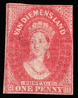 1857 1p Tasmania, Australia (SG 29, CV $560)