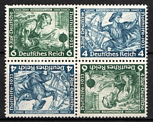 1933 Third Reich, Germany, Wagner, Tete-beche, Zusammendrucke, Block of Four (Mi. SK 19, CV $180)