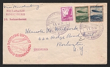 1936 (11 Oct) Germany, Hindenburg airship airmail cover from Frankfurt to New York (United States), Flight to North America 'Frankfurt - Lakehurst - Frankfurt' (Sieger 441 C, CV $120)