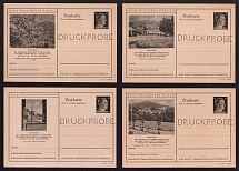 1942 Hindenburg, Hitler, Third Reich, Germany, 4 Postal Cards (Proofs, Druckproben)