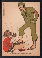 '- No Need of a Looking-Glass Now', United States WWII Propaganda, Caricature, Postcard, Mint