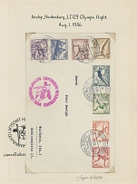 Worldwide Air Post Stamps and Postal History - Germany - Zeppelin Flights - 1936 (August 1, 5-8), two covers from Airship ''Hindenburg'' Olympic Flight and 6th NAF, both franked by Olympic stamps, first one by complete set of 8, …