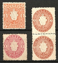1863-67 Saxony, Germany (Mi. 15, 16, 18)