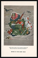 1942 'Detour on The Glory Road', WWII Anti-Axis Propaganda, Hitler Caricatures, Cartoon Illustration Postcard By Polish Artist Arthur Szyk, Mint
