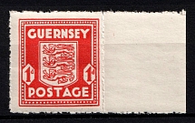 1943 1d Guernsey, German Occupation, Germany (Mi. 2 bu, Carmine Color, Normal Paper, Margin, Signed, CV $100, MNH)
