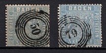 1860-61 Baden, German States, Germany (Mi. 10 a - b, Canceled, CV $160)