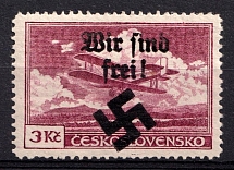 1939 3k Moravia-Ostrava, Bohemia and Moravia, Germany Local Issue (Mi. 23 A a, Type II, CV $740, MNH)