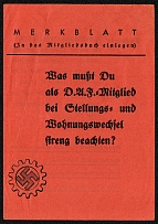 1942 D.A.F. Instruction Sheet to be inserted in the Members Book