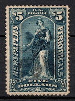 1896 5D Statue of Freedom, Newspaper and Periodical Stamp, United States, USA (Scott PR121, Canceled, CV $180)