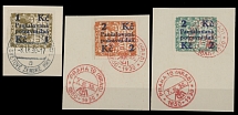 The One Man Collection of Czechoslovakia - Official stamps - Food Tax - 1925-29, blue reading up surcharges ''Pausovana Potravni Dan'' on Postage Due stamps, 1k/25h, 2k/250h and 2k/500h, all with Praha favor cancellations on …