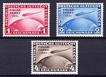 1931 Airmail, Zeppelins 'POLAR-FAHRT', Weimar Republic, Germany (Mi. 456 - 458, Full Set, Signed, CV $1,200)