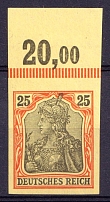 1902 25pf German Empire, Germany (Mi. 73 U, Margin, Control Number '20.00', Signed, CV $650, MNH)
