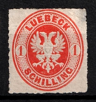1863 1s Lubeck, German States, Germany (Mi. 9 A, Sc. 9, Signed, CV $80)