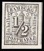 1859 1/2s Hamburg, German States, Germany (Mi 1, CV $170)