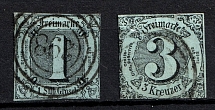 1853 Thurn und Taxis, German States, Germany (Mi. 11 - 12, Canceled, CV $50)