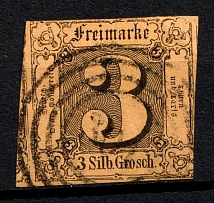 1852 3sgr Thurn und Taxis, German States, Germany (Mi. 6, Canceled, CV $30)