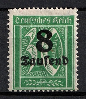 1923 8Tsd Weimar Republic, Germany (Mi. 278 y, Signed, CV $40)
