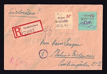 1945 (11 Nov) Grosraschen, Registered Cover to Berlin-Friedenau, Germany Local Post (Mi. 7, 10, Emergency Postmark, CV $200)