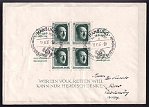 1937 Third Reich, Germany, Cover from Hamburg (Mi. Bl. 9, CV $330, Special Cancellation)