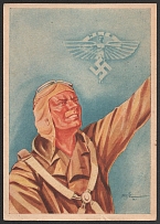 1943 'NSFK The Nazi Aviation Corps calls young people to serve in aviation', Propaganda Postcard, Third Reich Nazi Germany
