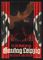1938 'Gautag Leipzig. NSDAP. Saxony' , Propaganda Postcard, Third Reich Nazi Germany