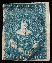 1854-57 3p Victoria, Australia (SG 29, Canceled, CV $110)