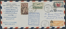 Worldwide Air Post Stamps and Postal History - United States - 1938 (July 10-14), Howard Hughes Record Around the World Flight, specially prepared legal size cover, bearing US, French and Soviet Union air post adhesives, …
