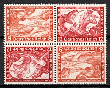 1933 Third Reich, Germany, Wagner, Tete-beche, Zusammendrucke, Block of Four (Mi. SK 20, CV $180)