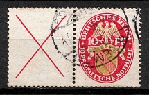 1926 10pf Weimar Republic, Germany, Se-tenant, Zusammendrucke (Mi. W 24.1, Canceled, CV $520)