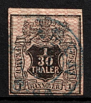 1856-57 1/30t Hannover, German States, Germany (Mi. 10 a, Sc. 12, Canceled, CV $50)